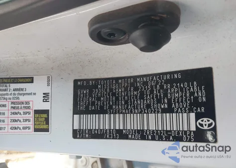 2022 Toyota Corolla Le из США, поврежденный, VIN 5YFEPMAE9NP340229